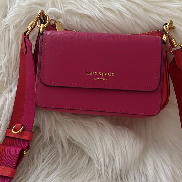 Kate Spade double bag color block crossbody Soffiano leather bag - Picture 5 of 13